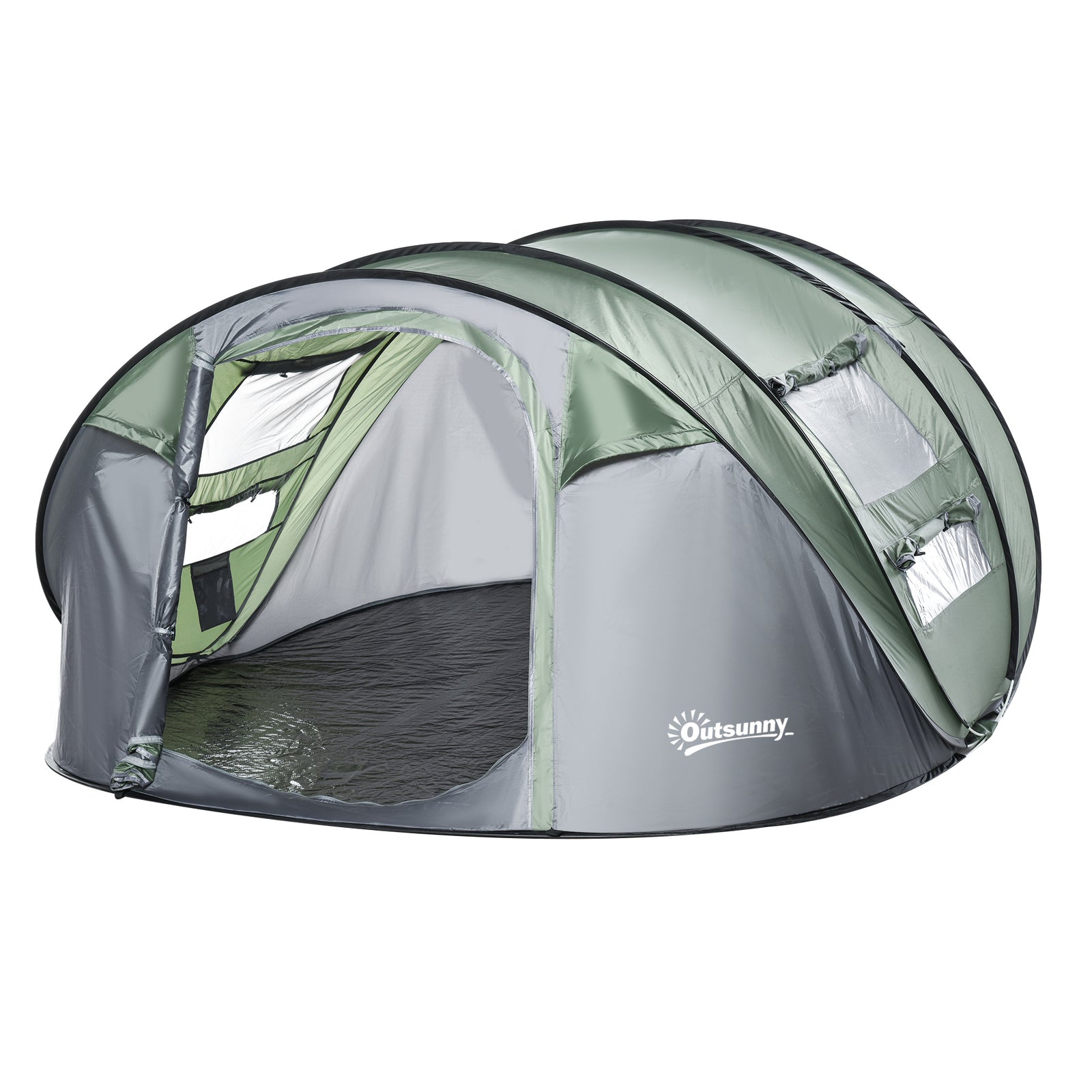 4-5 Person Camping Tent Dome Pop-up Tent  With Windows | Dark Green