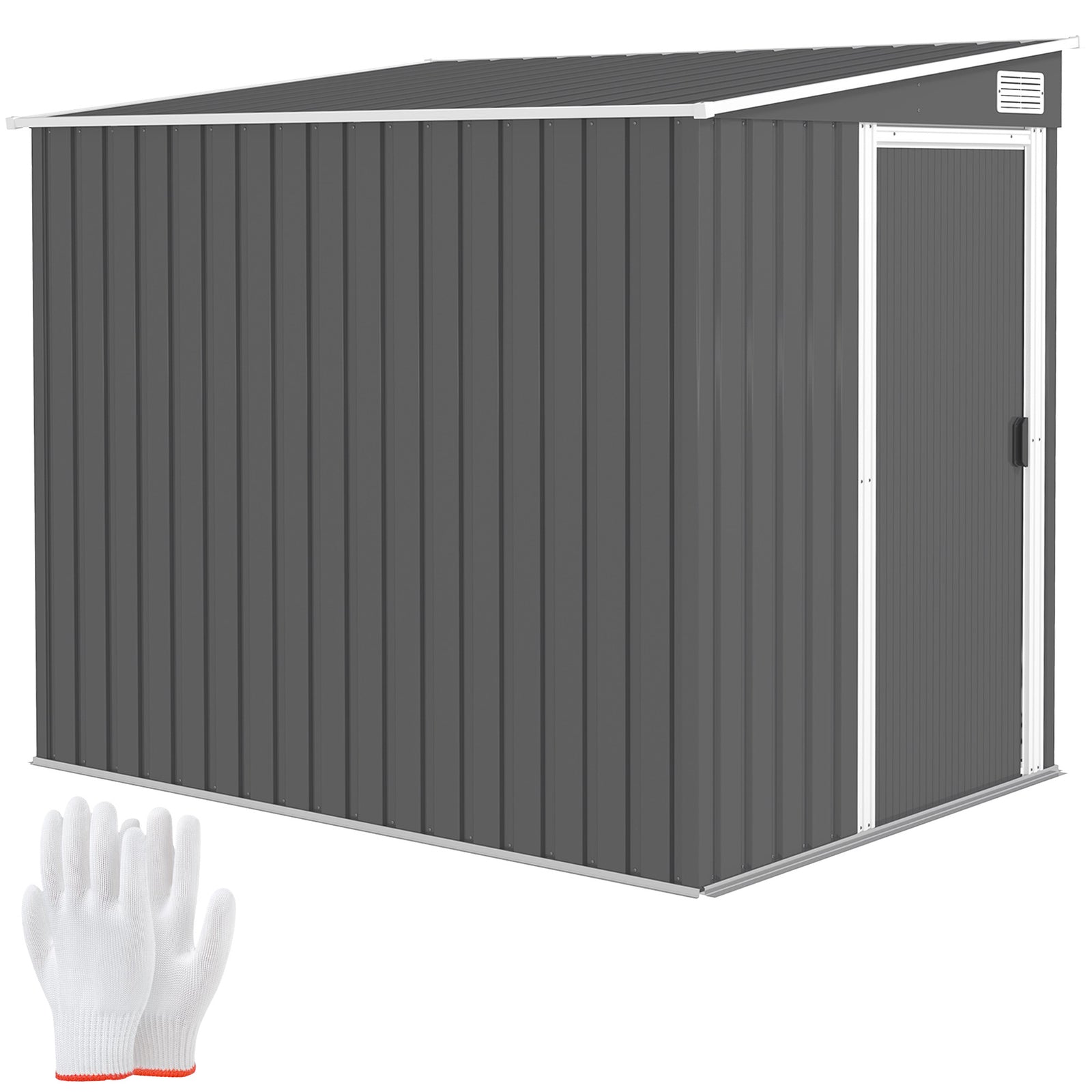 7 X 5ft Garden Shed W/ Foundation Lean To Metal Tool Shed