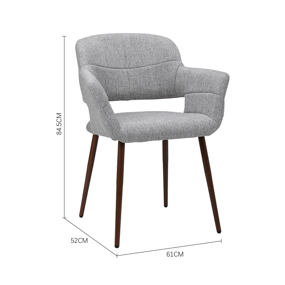 Set Of 2 Linen Dinning Chairs With Metal Legs