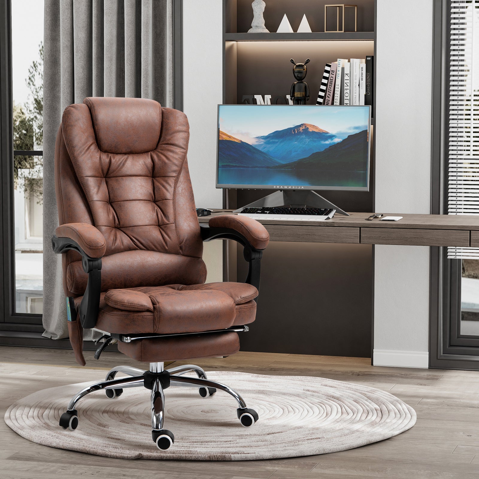 Heated Massage Office Chair 6 Vibration | Brown
