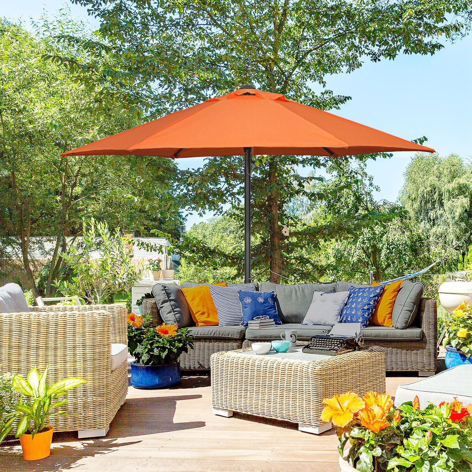 2m Parasol Patio Umbrella With 6 Ribs | Orange