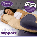 C Shaped Pregnancy Pillow, 140x65x20cm Shredded Memory Foam Full Body Maternity Cushion For Sleeping | C Shape | Cream