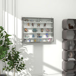 5-tier Wall Display Shelf Unit Cabinet Shelves Glass Doors | One Size | Gray