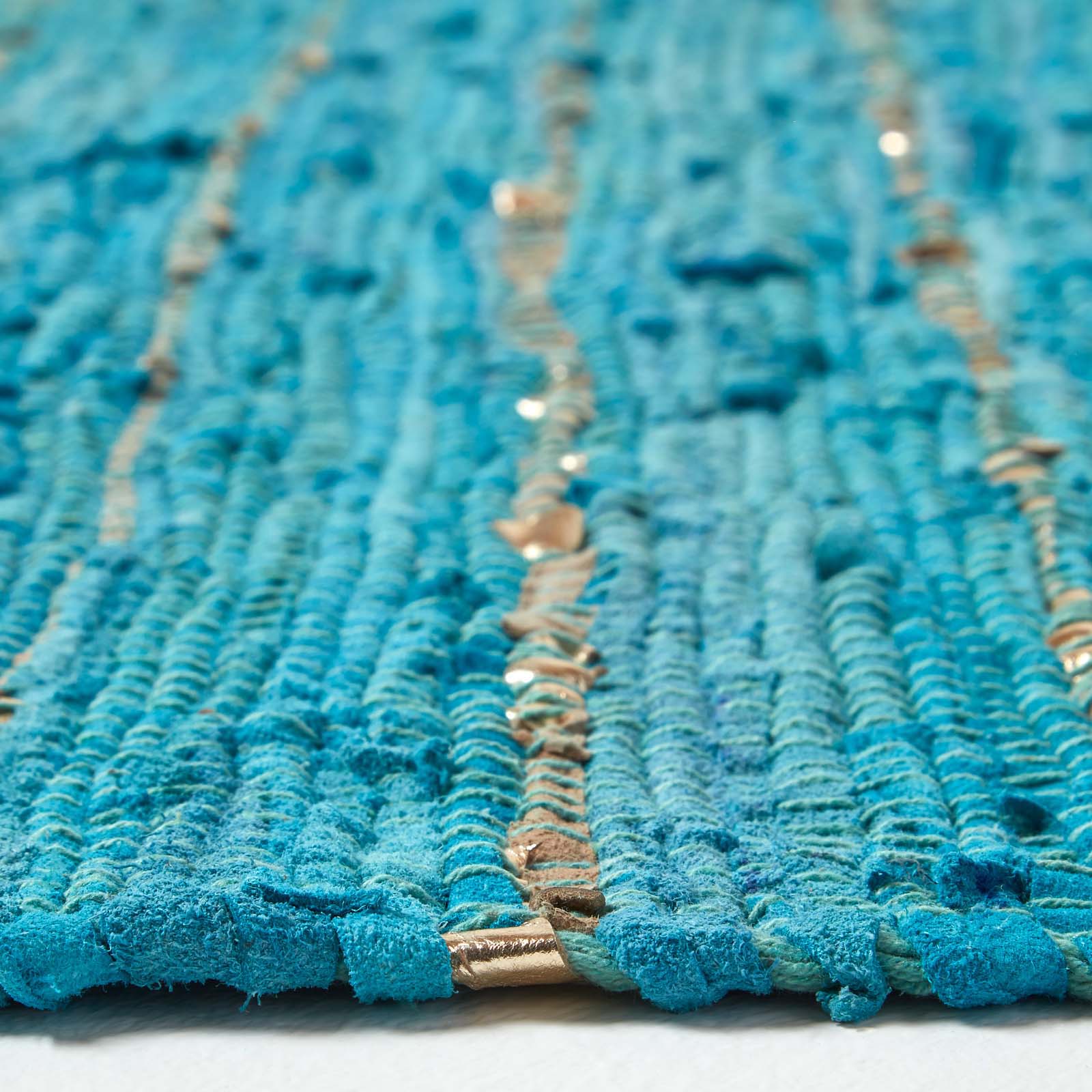 Leather Glitter Rug | 150cm x 95cm | Turquoise