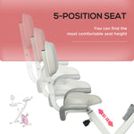 Folding Exercise Bike - Adjustable Resistance & Seat Height | White