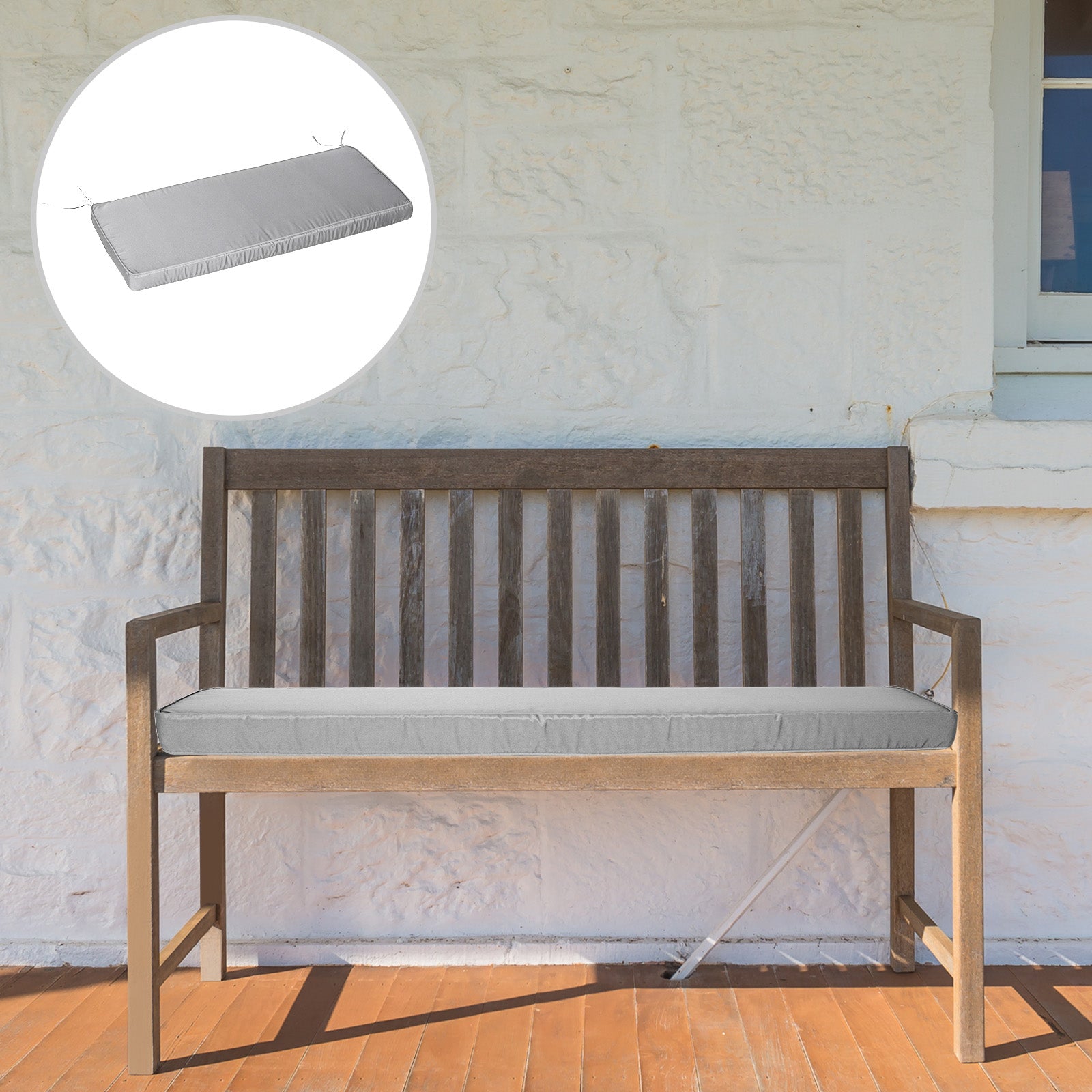 Light Grey 2-seater Bench Cushion