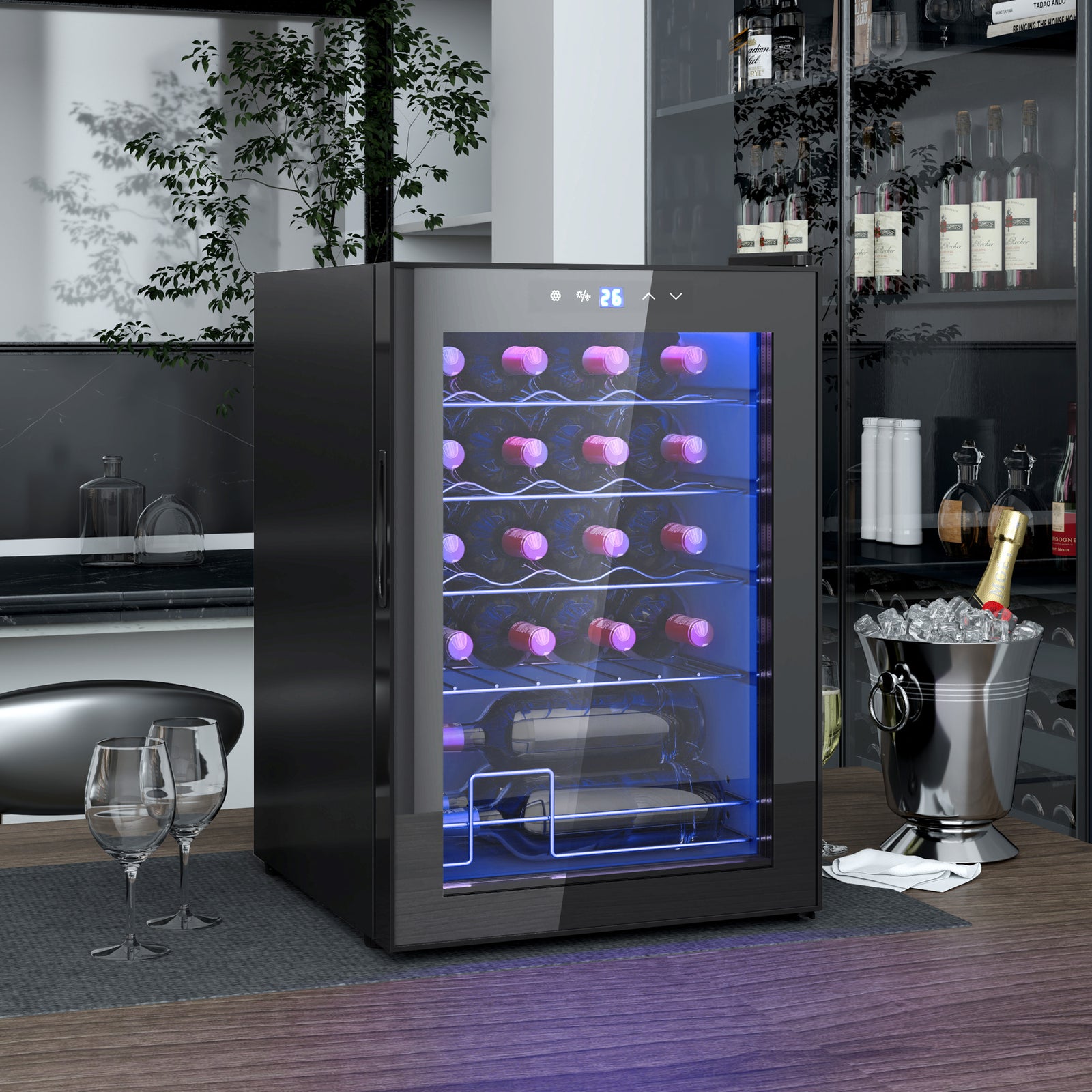 Freestanding Wine Cooler Fridge With Glass Door 20 Bottle