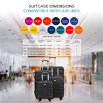 Set Of 4 Hard Suitcases Cabin & Hold Luggage - Underseat Cabin, Overhead Cabin With Medium And Large Checkin Hold Suitcases Set | Set-of-4 | Black