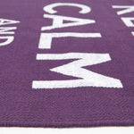 Keep Calm And Carry On Handwoven 100% Cotton Rug | 60cm x 100cm | Purple