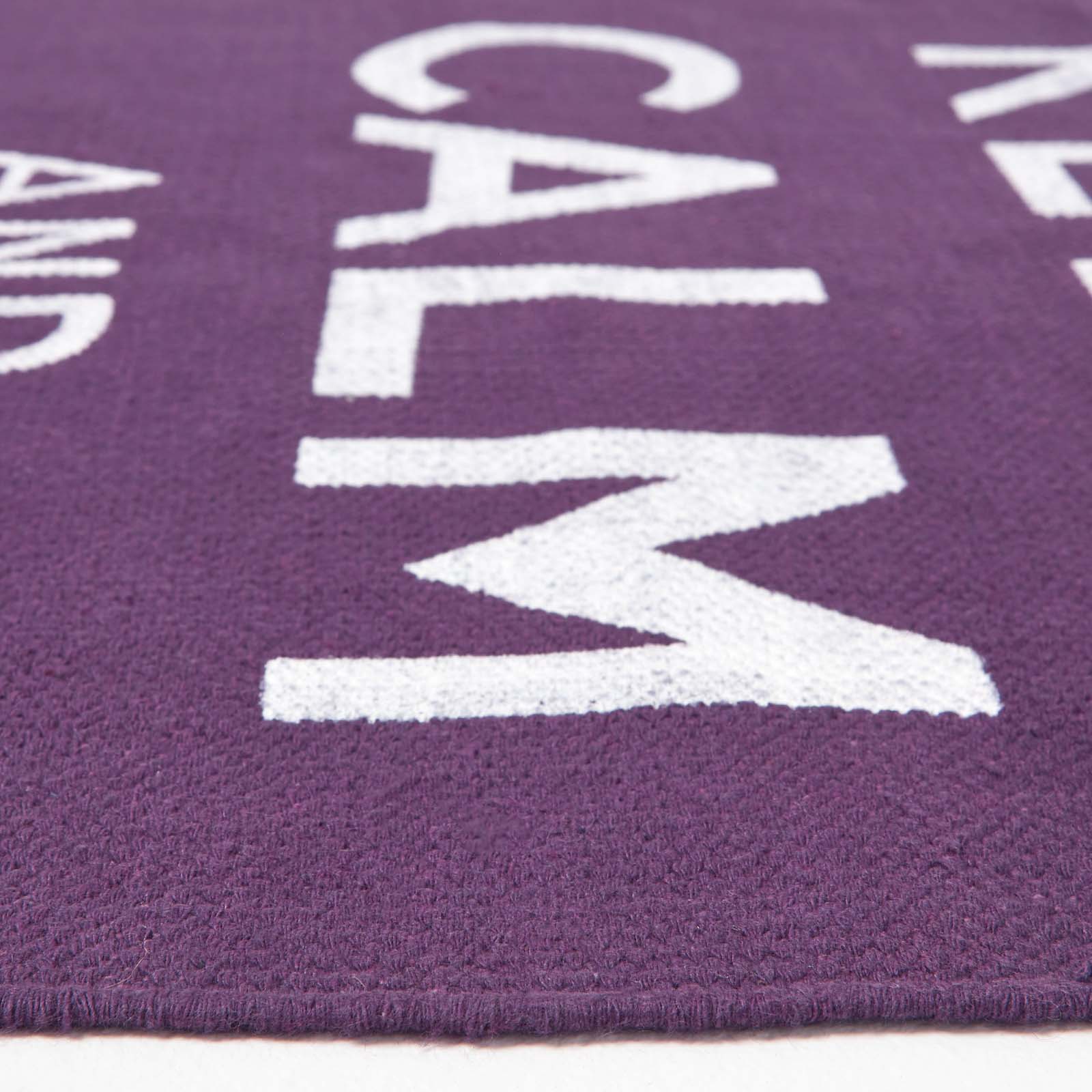Keep Calm And Carry On Handwoven 100% Cotton Rug | 60cm x 100cm | Purple