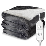 Sherpa Fleece Electric Heated Throw Over Blanket Double Polyester 160cm X 120cm | L | Grey