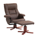 135 Degree Reclining Armchair With Footstool For Living Room | One Size | Brown