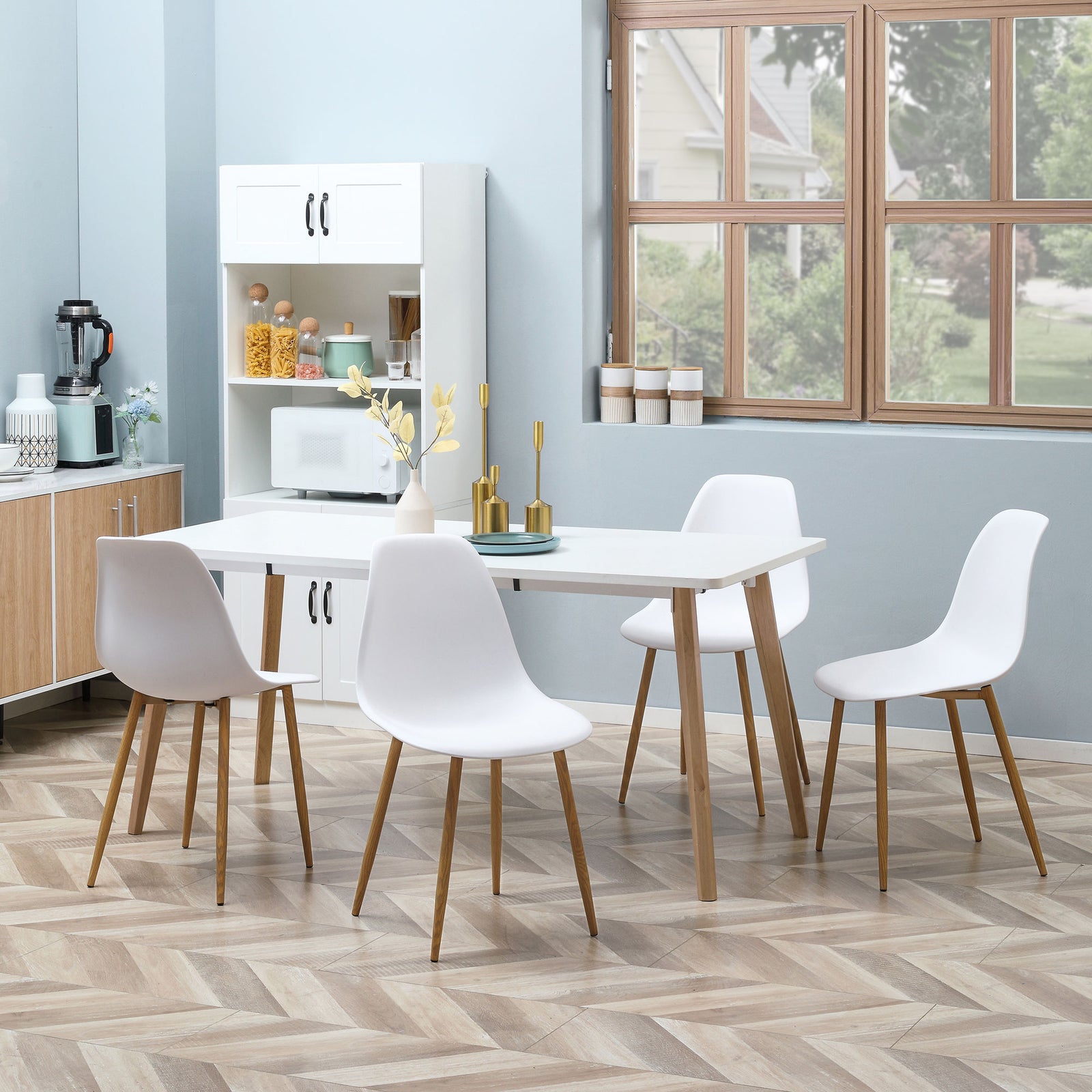 Modern Armless Dining Chairs, Set Of 4 | White