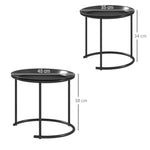 HOMCOM Nesting Tables Set Of 2, End Table With Removable Tabletop Tray Black