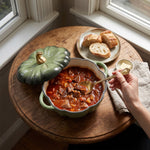 Enamelled Cast Iron Pumpkin Dutch Oven With Lid And Handles | Green