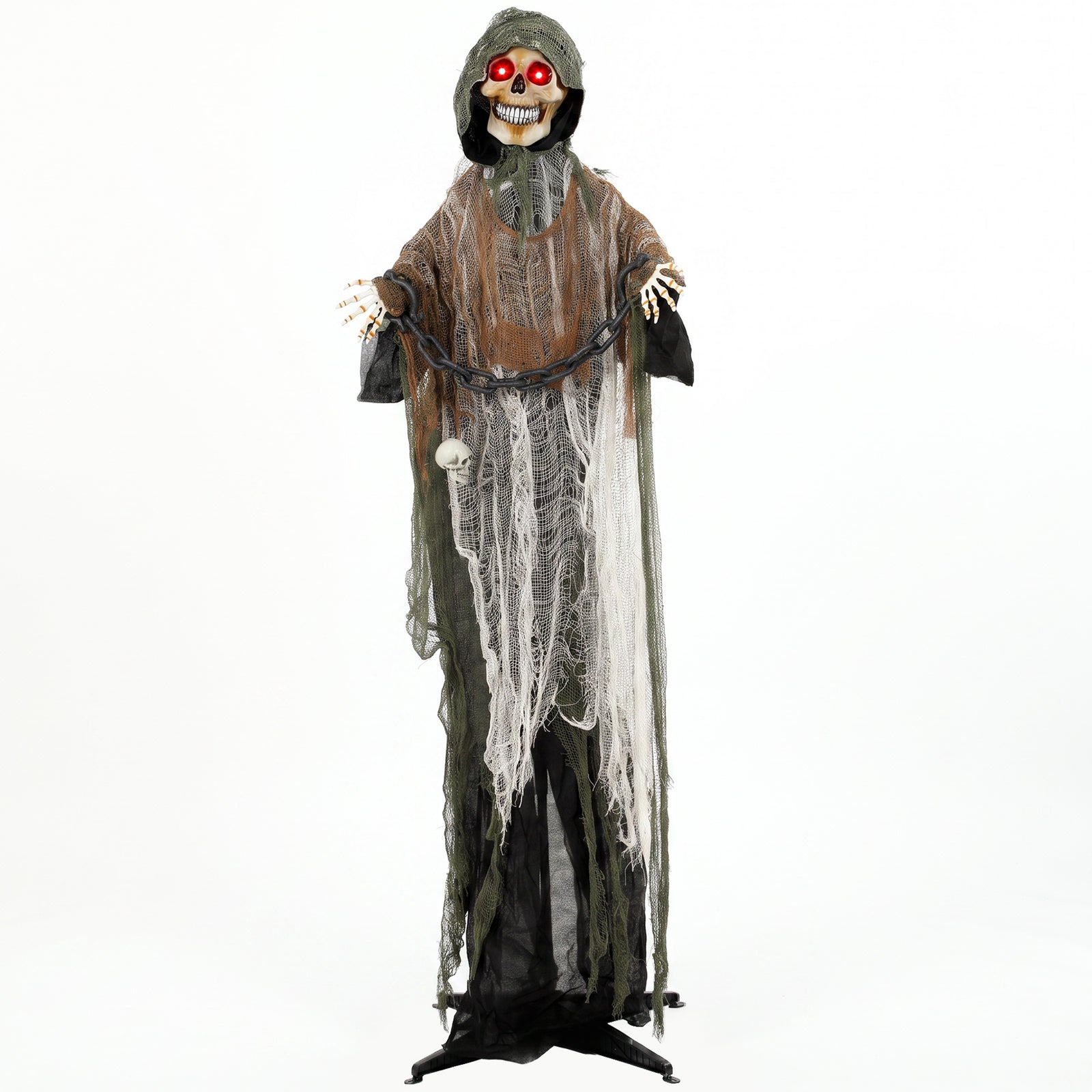 HOMCOM 170cm Animated Halloween Grim Reaper For Covered Outdoor