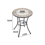 Rural Style Mosaic Round Patio Table - 60cm Dia X 70 Cm H