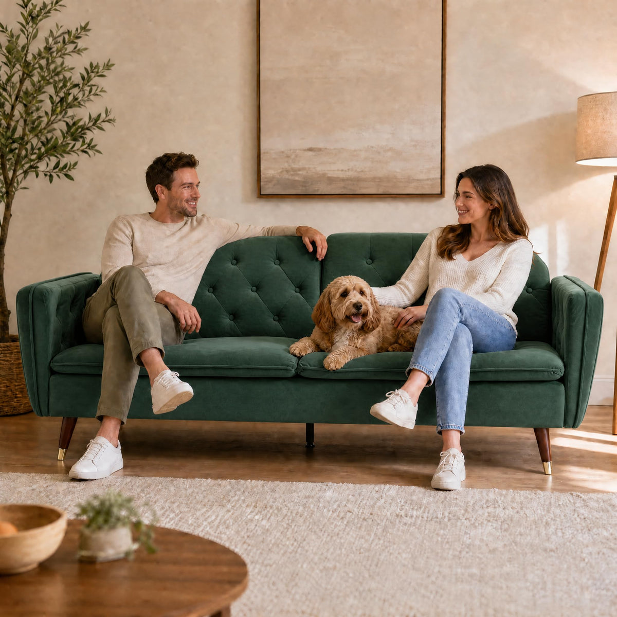 Victoria Velvet Sofa Bed 3 Seater | Green