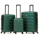 Set Of 3 Hard Shell Suitcase Cabin & Check In Cases With Tsa Lock - Overhead Cabin With Medium & Large Check-in Bag | Set of 3 | Forest Green