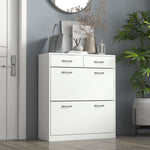 Slim Shoe Cabinet With 2 Flip Drawers For 12 Pairs Of Shoes