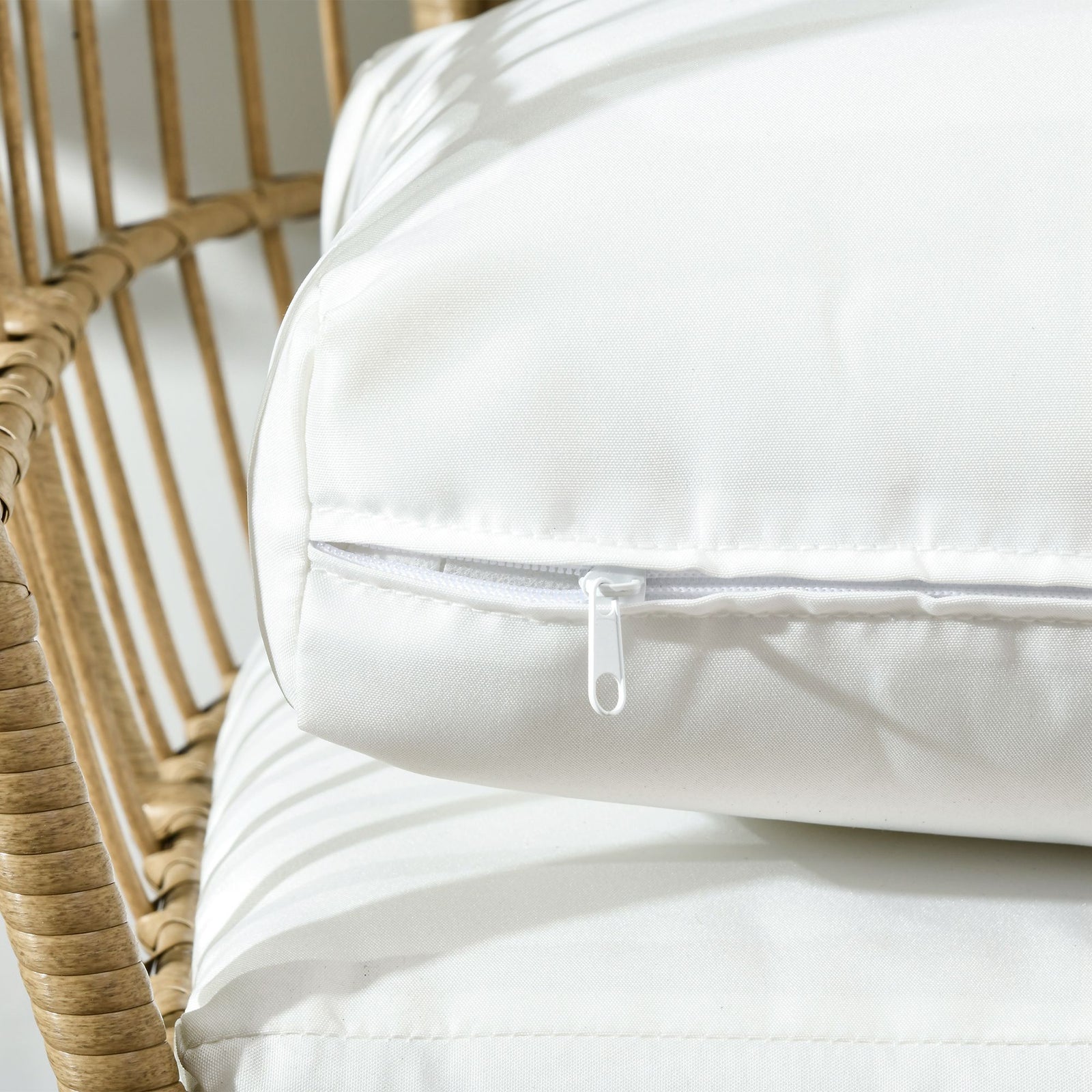 Round Rattan Egg Chair W/ Cushions Khaki