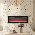 102/127cm Electric Fireplace Recessed Wall Mounted Black | Large | Black