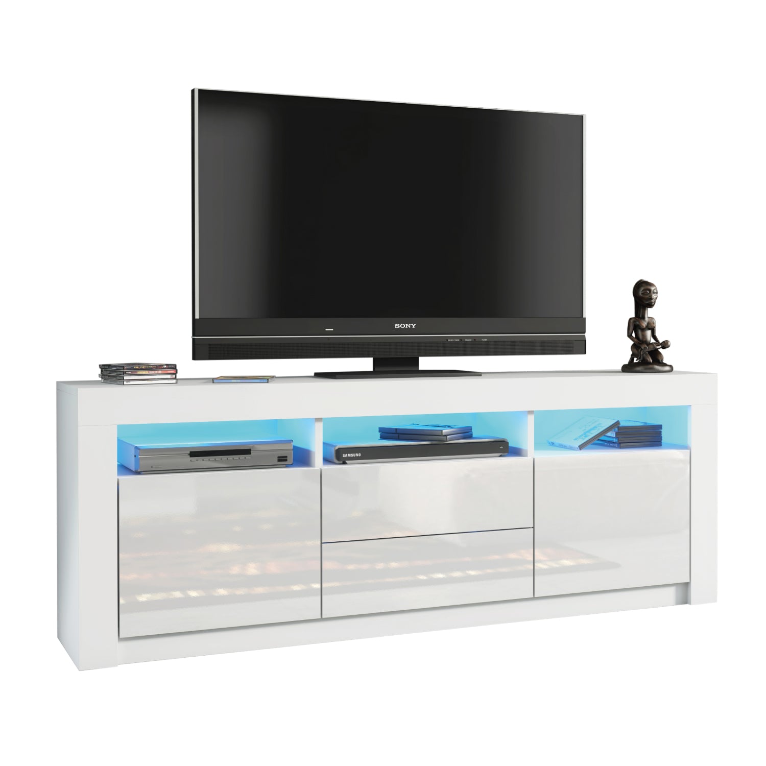 Shine Tv Unit 160cm With Led Lights | White