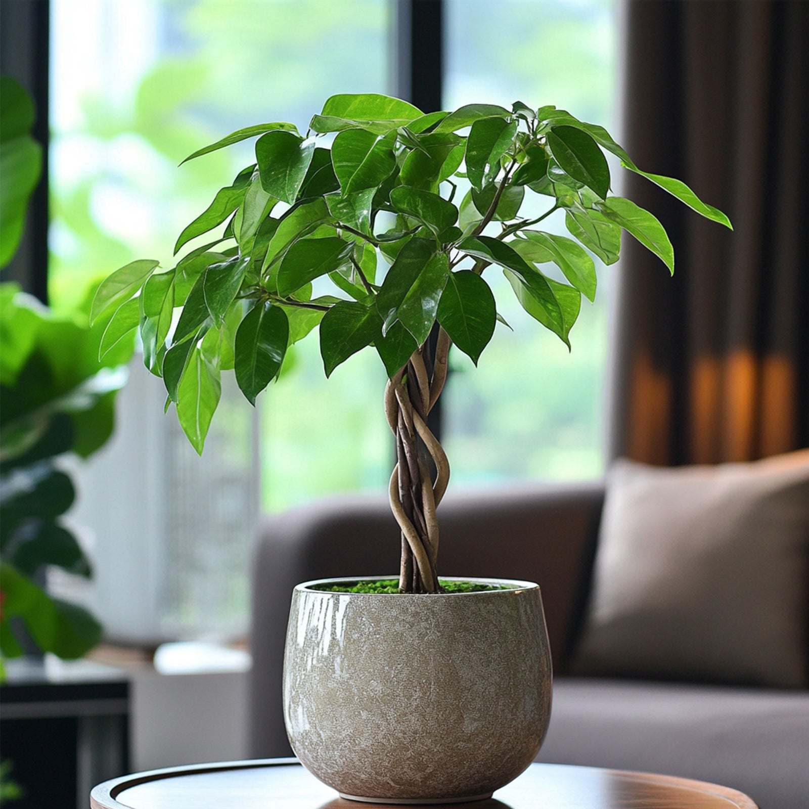 Money Tree Plant - Pachira Aquatica - Height 60-70cm - ⌀17cm | Set of 1 | Green