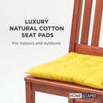100% Cotton Seat Pads Plain Chair Cushions For Dining Room, Kitchen, Or Outdoor Garden Use | Set-of-1 | Yellow