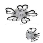Black Double Petal Ceiling Fan Light 24.4 Inch Led With 3-color Dimming, Reversible Quiet Motor, 6-speed, 2.4g App & Remote Control, Sleep Timer