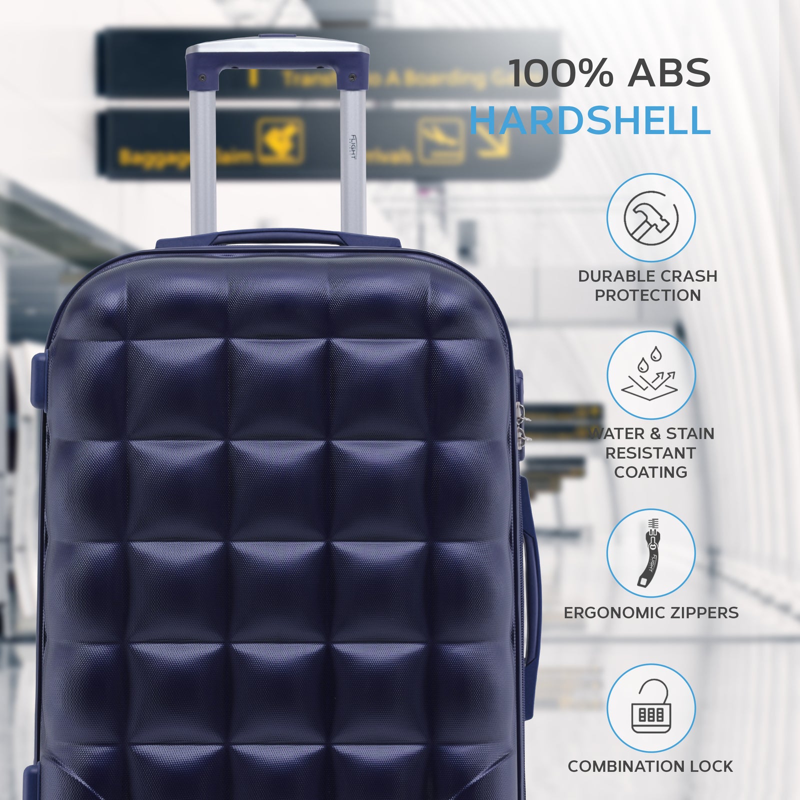 Medium 25" Hard Shell Bubble Design Check-in Suitcase Hold Luggage Bag 20kg+ | Medium | Navy Blue