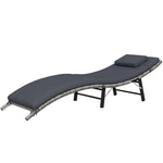 Folding Rattan Sun Lounger W/ Cushion