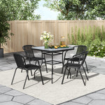 Set Of 5 Garden Coffee Table With Pe Rattan Chairs