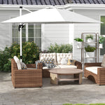 3x3m Cantilever Roma Parasol W/ 360° Crank Handle Tilt | White
