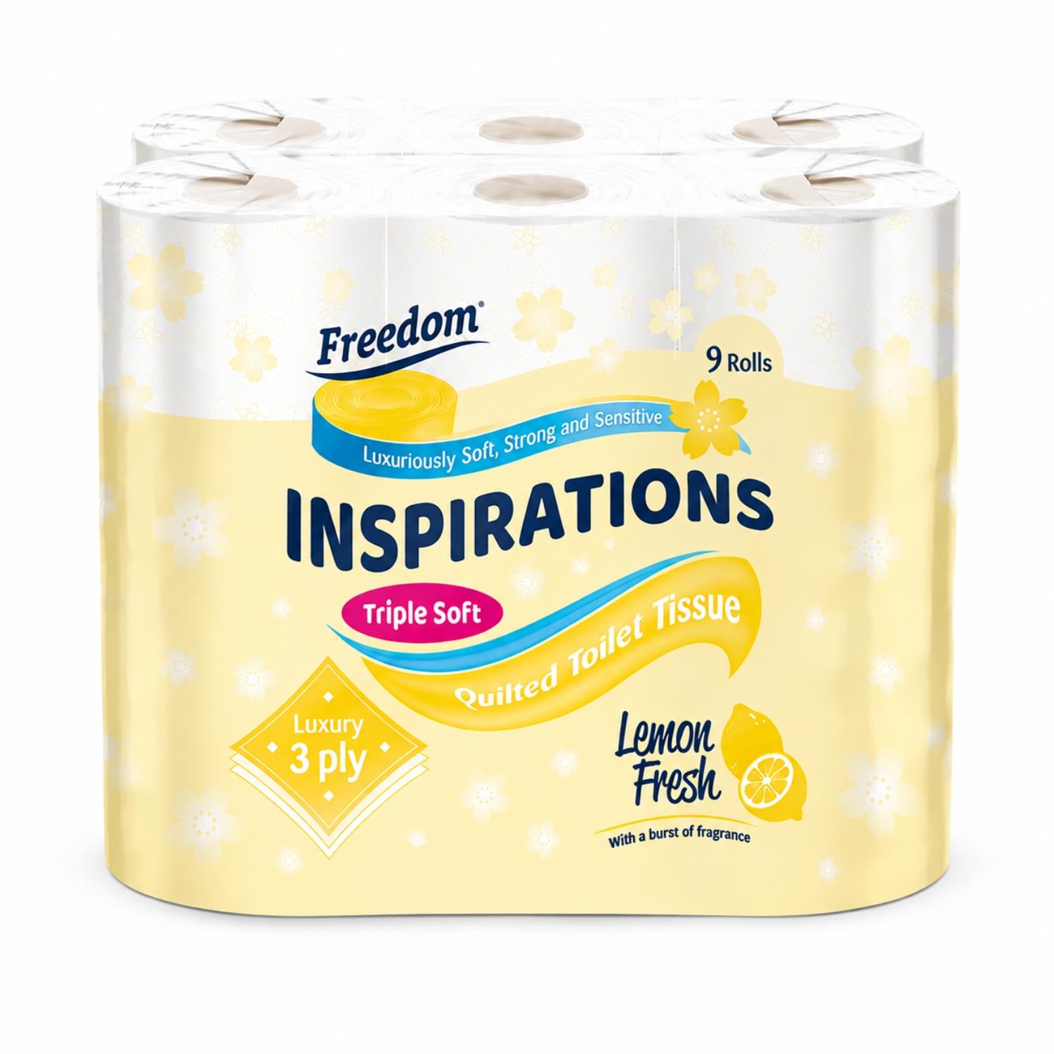 Freedom Aloe 3-ply Toilet Paper 45 Rolls + Lemon 3-ply 45 Rolls