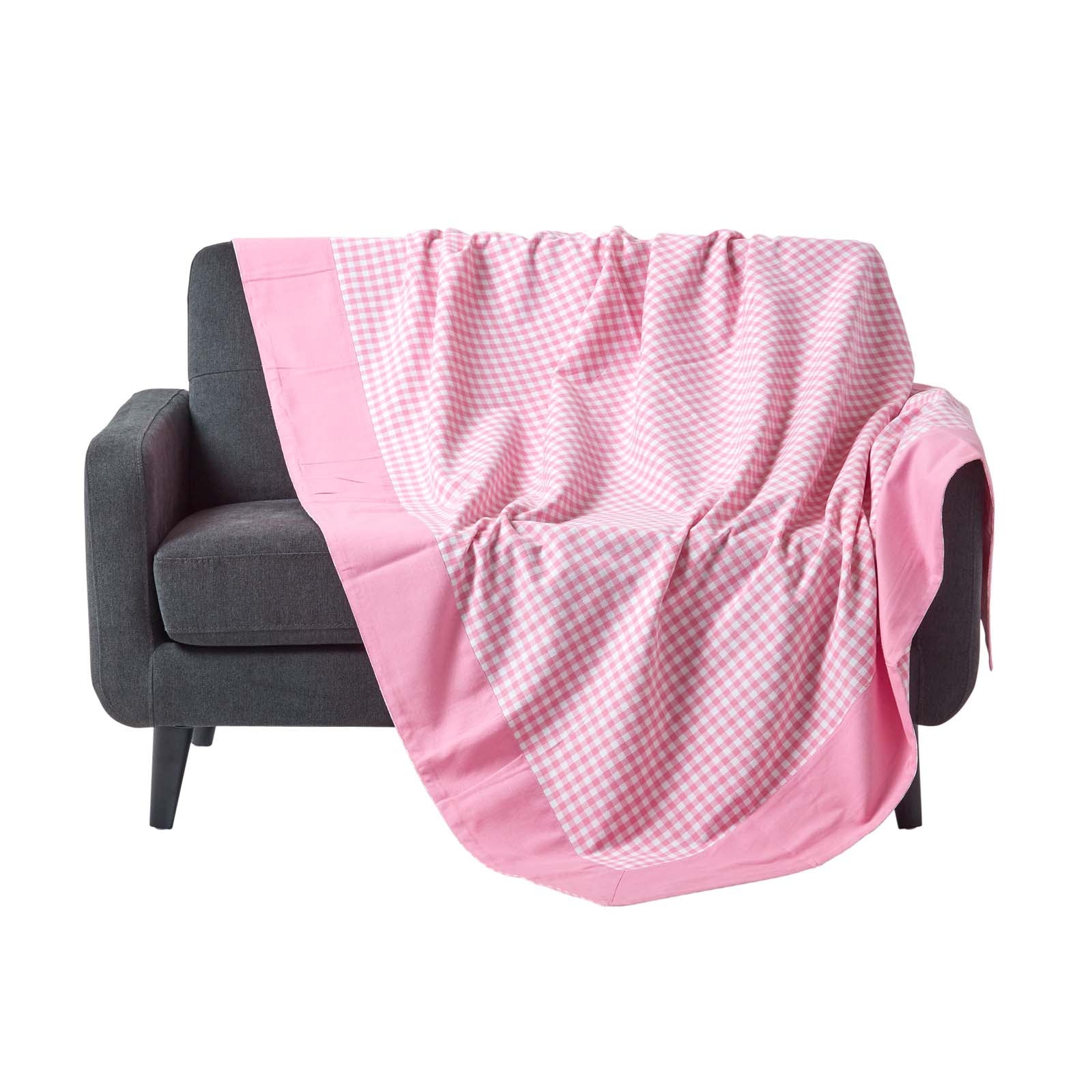 Cotton Gingham Check Throw | 150cm x 200cm | Pink