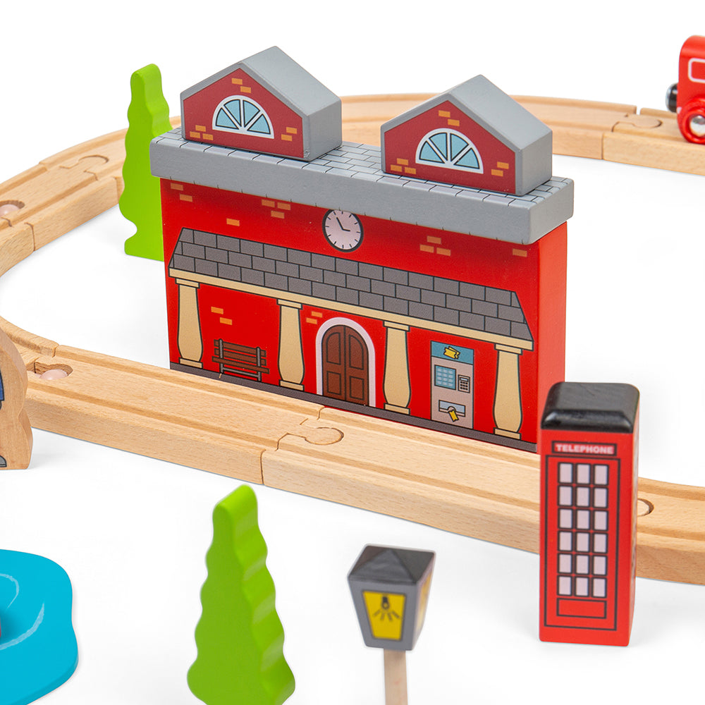 Wooden City Road and Railway Set - 105 Pieces