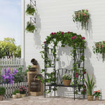 Outsunny Garden Bench, Metal Garden Loveseat With Arch For Climbing Plants
