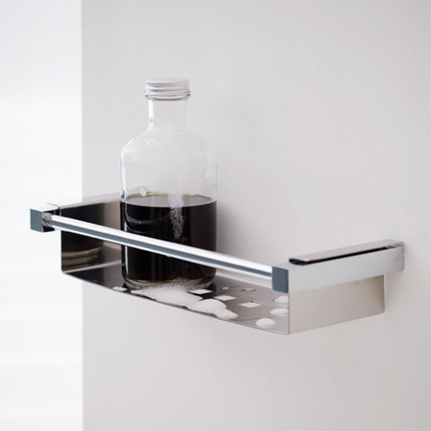 Bathroom Shelf Rectangular, 22 Cm, Silver Gloss, Metal, Metric Collection