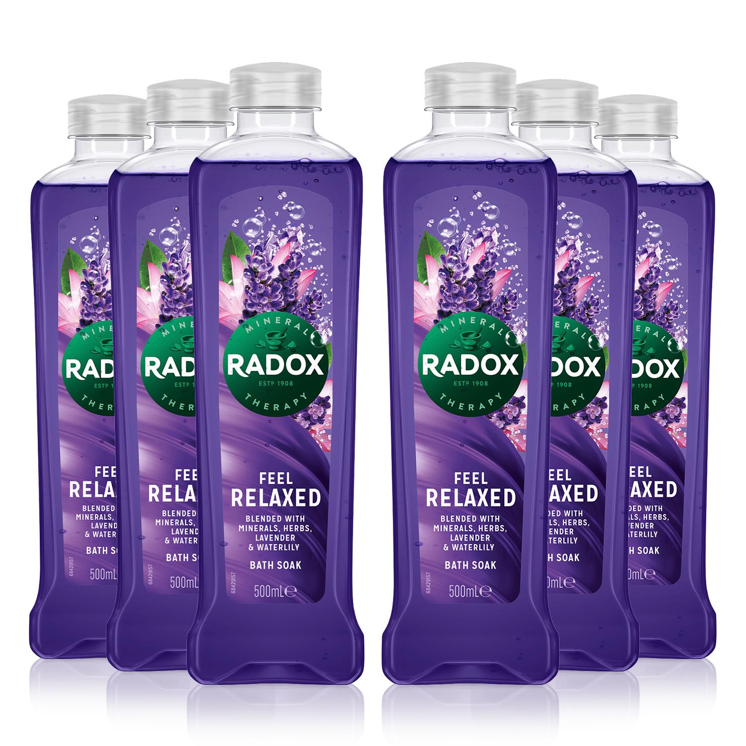 100% Nature Inspired Fragrance Bath Soak, Feel Relaxed, 6 Pack, 500ml | 6 | Purple