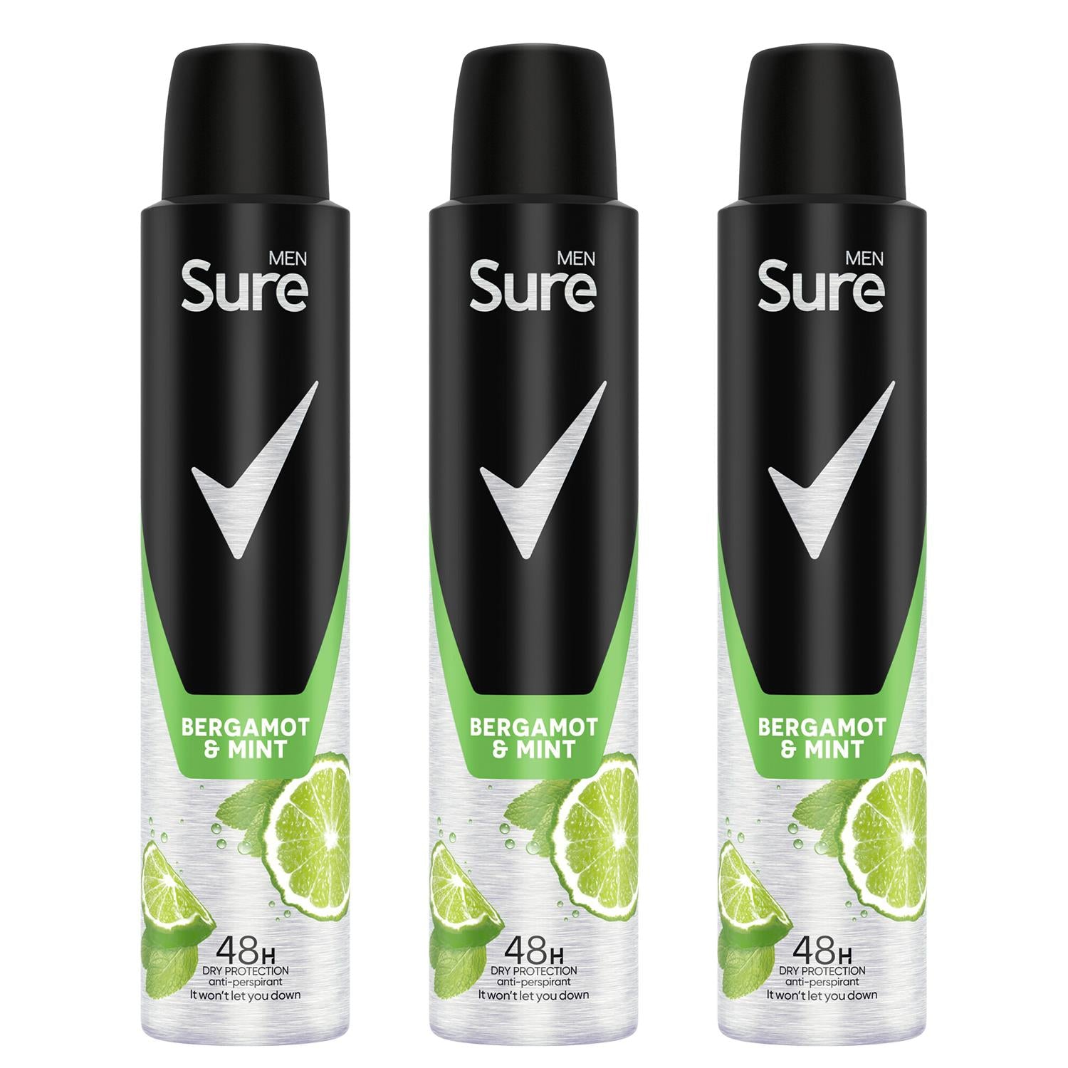 Men Deodorant Spray Bergamot & Mint With 48hrs Protection 200ml, 3 Pack | Set-of-3