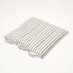 Striped Seat Pad With Straps 100% Cotton, 40 X 40 Cm | Set of 1 | Grey & White
