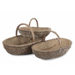 Wicker Shallow Antique Wash Lined Garden Trugs | Set of 3