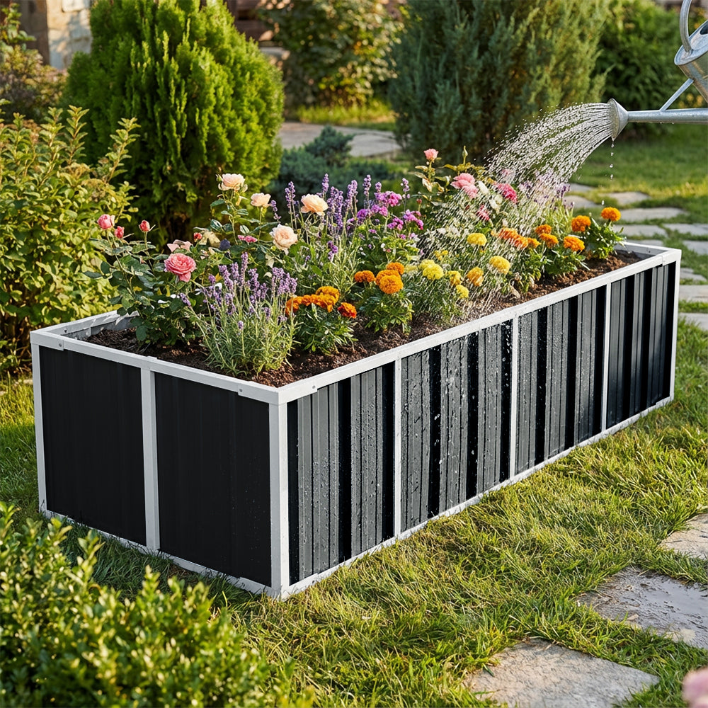 120/160/240cm W X 80cm D X 45cm H Anthracite Grey Raised Garden Bed Galvanized Raised Garden Bed Outdoor Heightened Steel Metal Planter Box | Large
