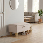 Modern Linen Upholstered Storage Bench | Pink