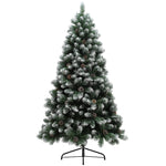 5/6/7ft Artificial Pine Christmas Tree With Pinecones, Steel Base | 6ft | Green