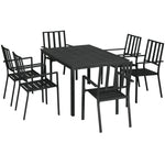 7 Pcs Garden Dining Set W/ Stackable Chairs