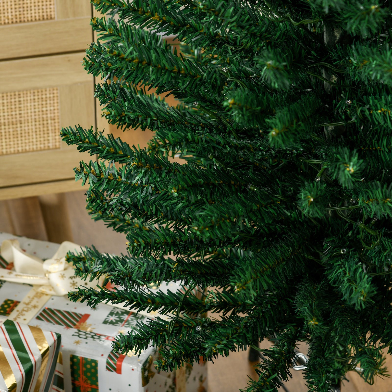 6/7.5ft Artificial Pencil Christmas Tree With Steel Base | 7.5ft | Green