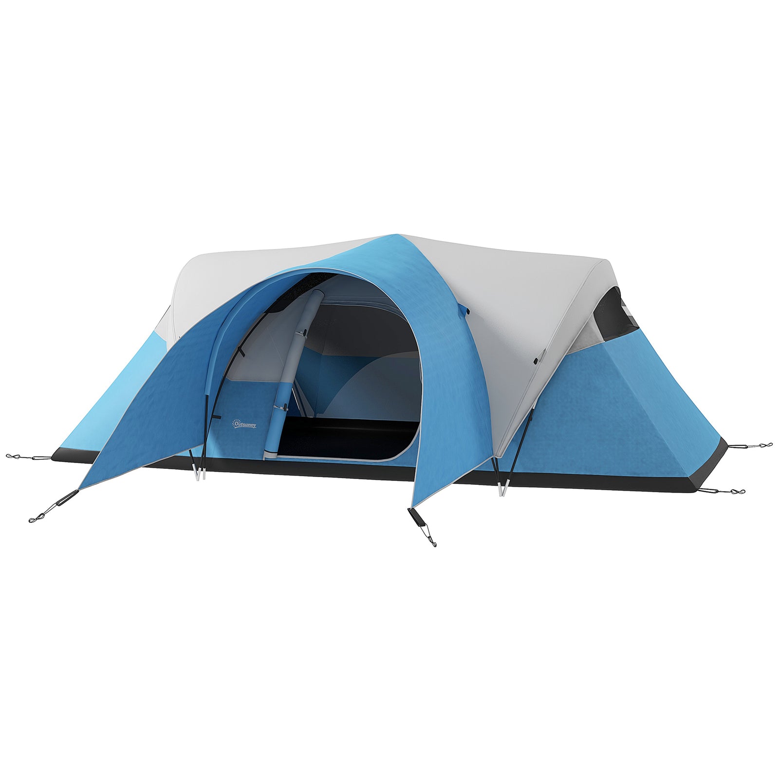 3000mm Waterproof Camping Tent W/ Porch Sewn In Groundsheet | Blue