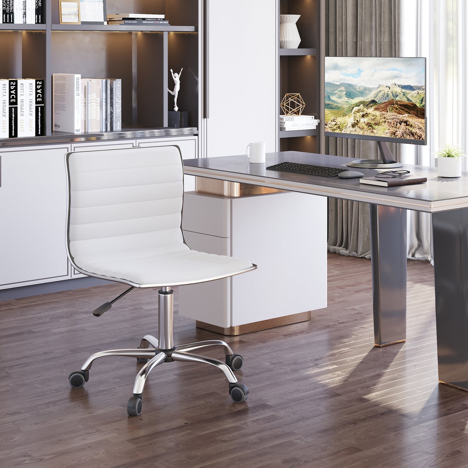 Ergonomic Executive Chair Armless | White